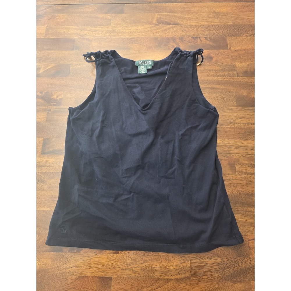 Lauren Ralph Lauren Women's Navy Blue Sleeveless Top Size Medium Stretchy Sku93
